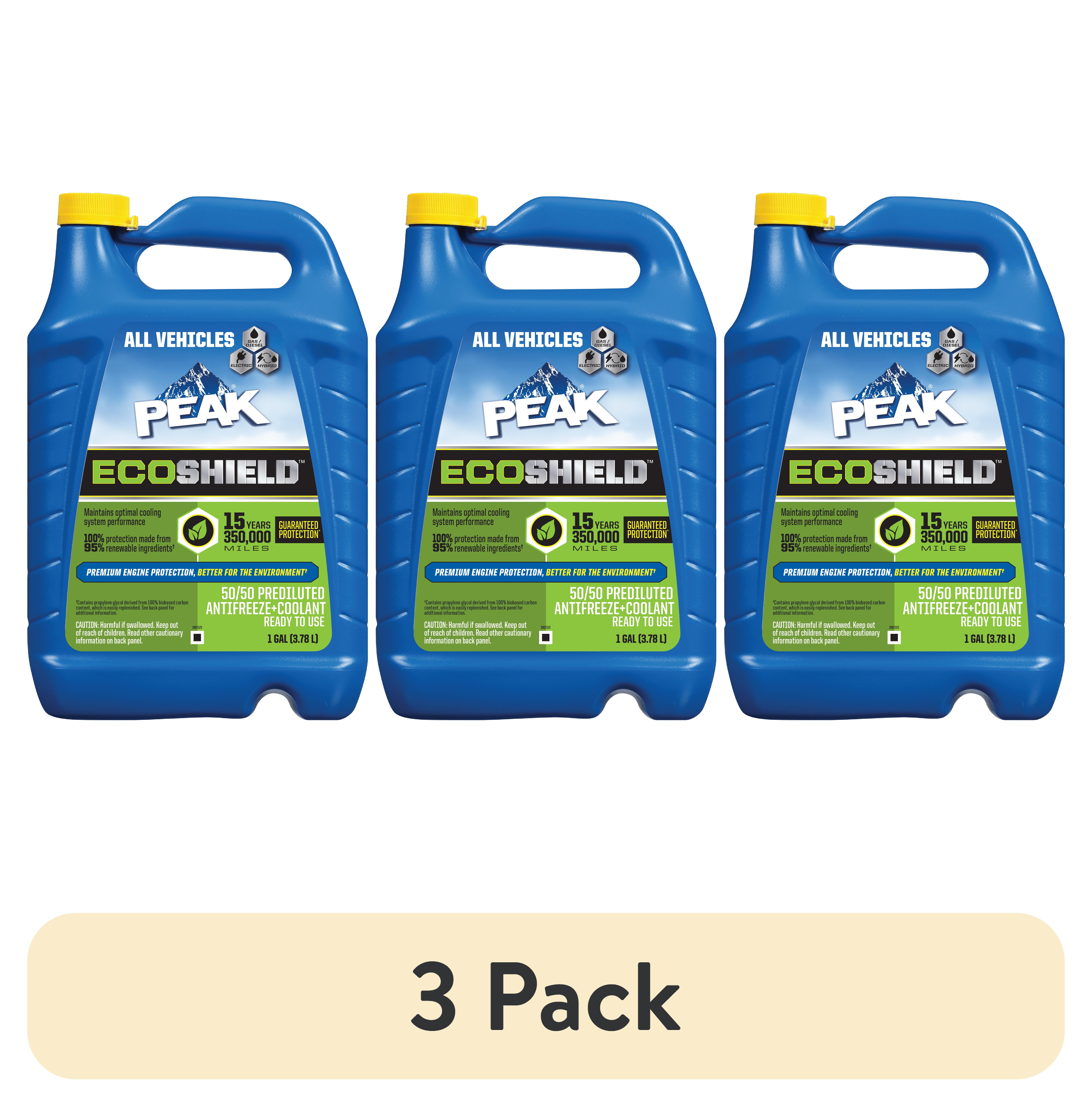 (3 pack) PEAK ECOSHIELD 50/50 Prediluted Antifreeze/Coolant for All Vehicles