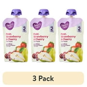(3 pack) Parent's Choice Stage 2 Baby Food Pear, Strawberry & Cherry Fruit Puree, 4 oz Pouch