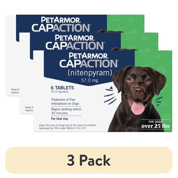 (3 pack) PETARMOR CAPACTION Fast-Acting Oral Flea Treatment for Medium and Large Dogs