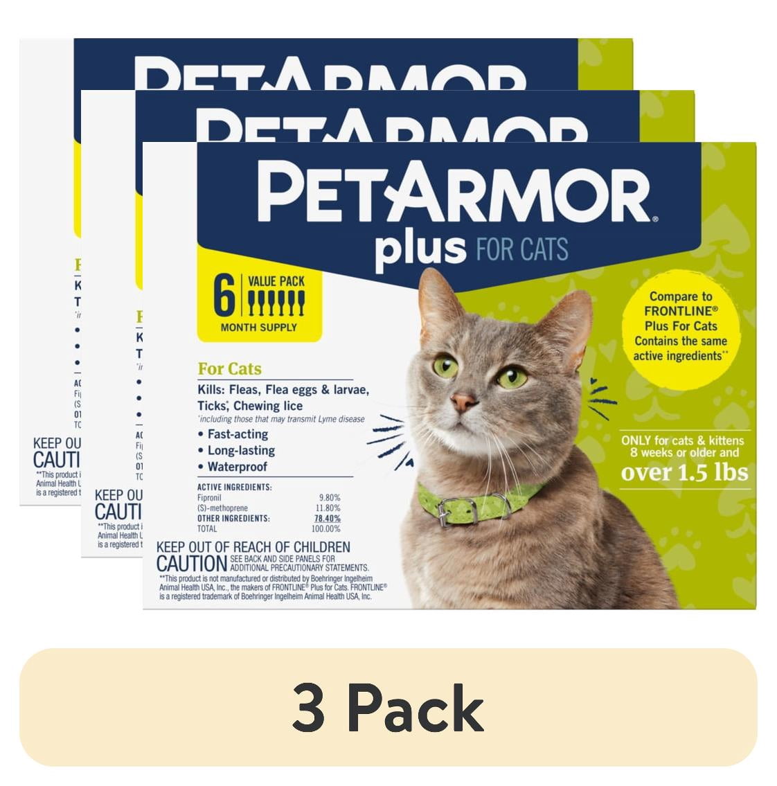 (3 pack) PETARMOR Plus for Cats Over 1.5 lbs, Flea & Tick Prevention for Cats, 6-Month Supply