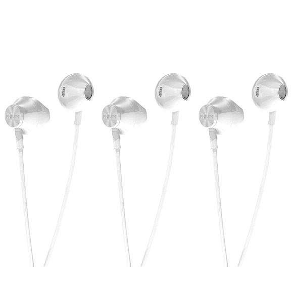 (3 pack) PHILIPS Wired Earbuds, in Ear, Bass Clear Sound, Ergonomic Comfort-Fit