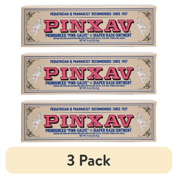 (3 pack) PINXAV Diaper Rash Ointment Tube 4 oz with Natural Anesthetics and Healing Ingredients