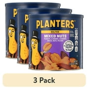 (3 pack) PLANTERS Salted Mixed Nuts, Party Snacks, Plant-Based Protein 56oz (1 Canister)