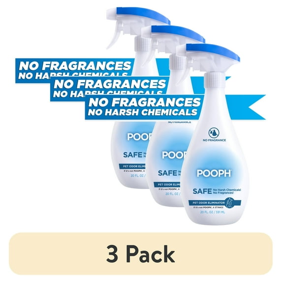 (3 pack) Pooph Pet Odor Eliminator Spray, 20 oz, Fragrance Free, No Harsh Chemicals