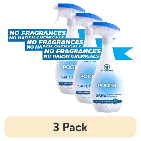 (3 pack) Pooph Pet Odor Eliminator Spray, 24 oz, Fragrance Free, No Harsh Chemicals