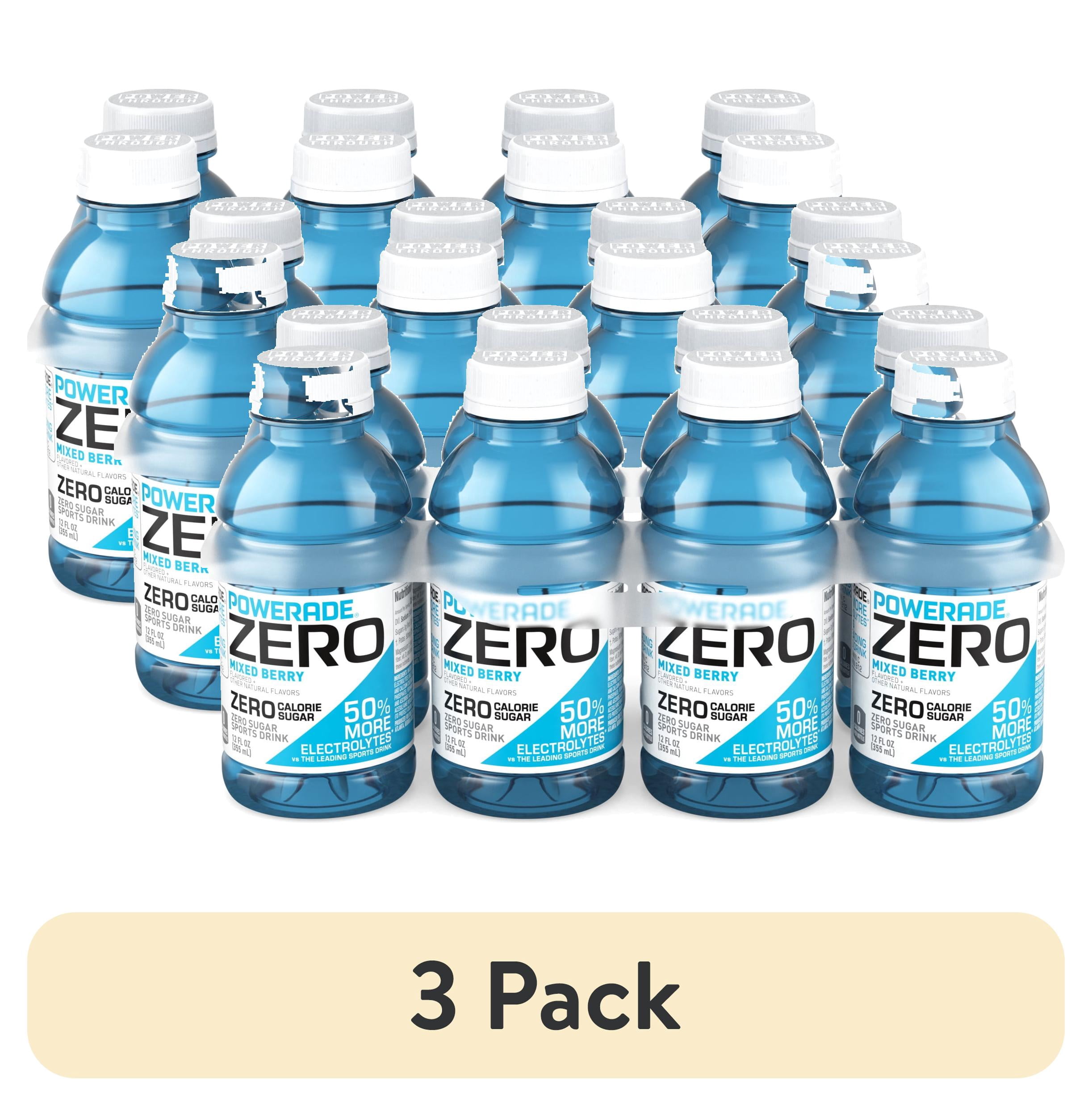 (3 pack) POWERADE Zero Sugar Mixed Berry Electrolyte Sports Drink Bottles, 12 fl oz, 8 Pack
