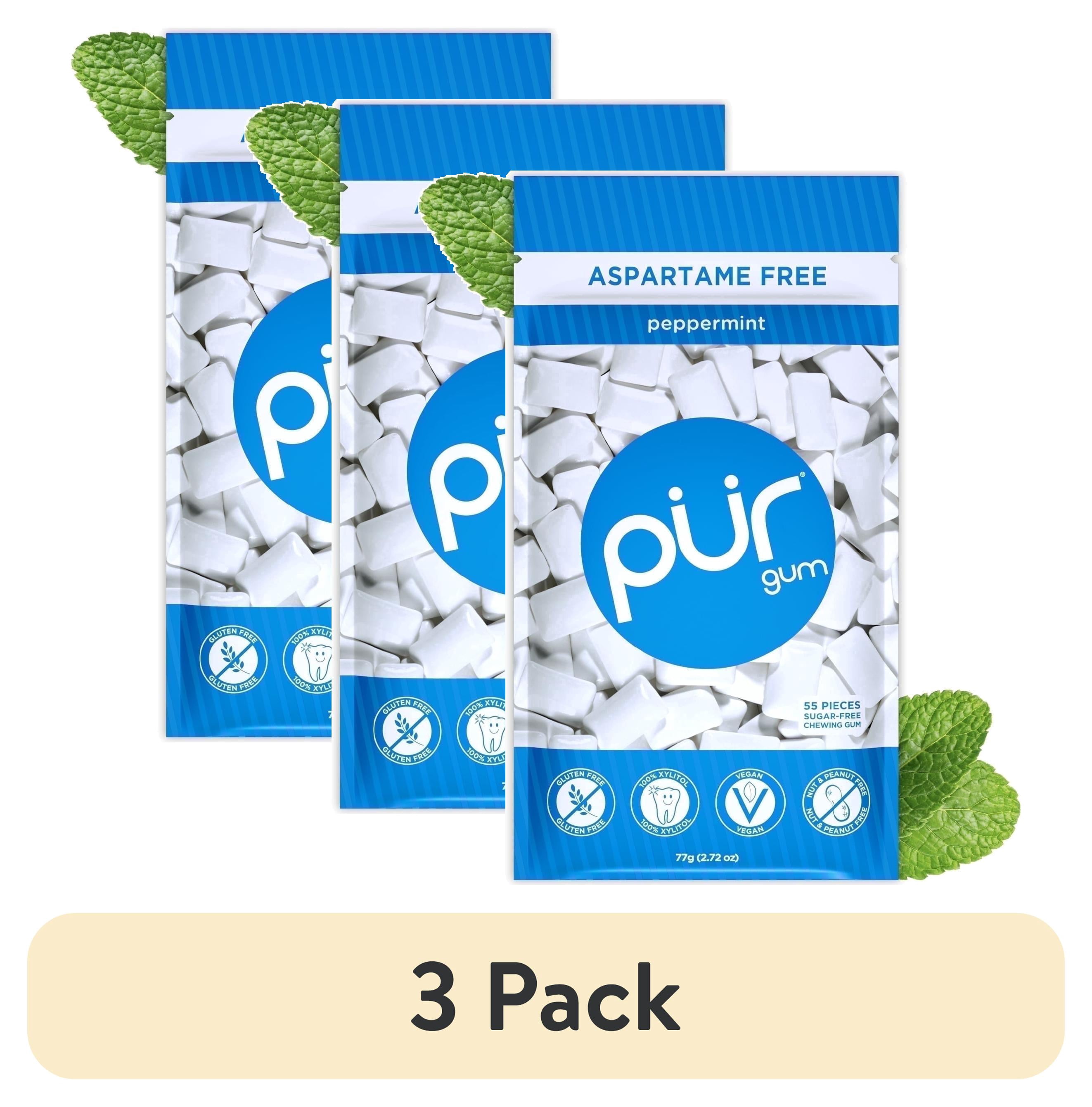 (3 pack) PUR Gum, Aspartame Free, Sugar Free & 100% Xylitol, Peppermint Chewing Gum, 55 Pieces, Pack of 1