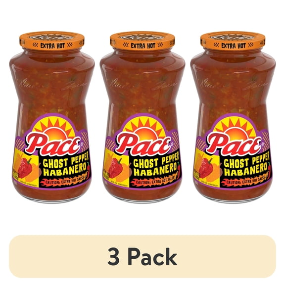 (3 pack) Pace Ghost Pepper Habanero Extra Hot Salsa, 16 oz Jar