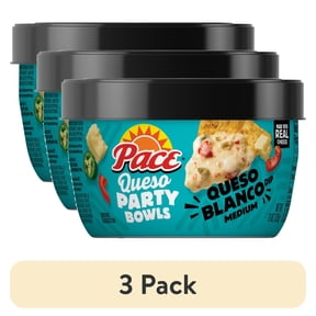 (3 pack) Pace Queso Blanco Dip, Cheese Dip, 11 oz Microwavable Bowl