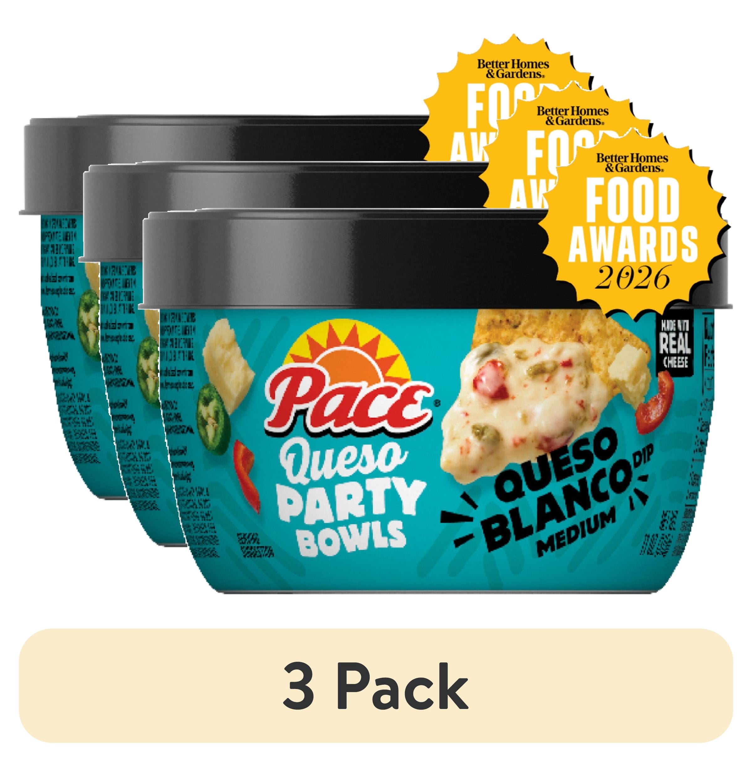 (3 pack) Pace Queso Blanco Dip, Cheese Dip, 11 oz Microwavable Bowl