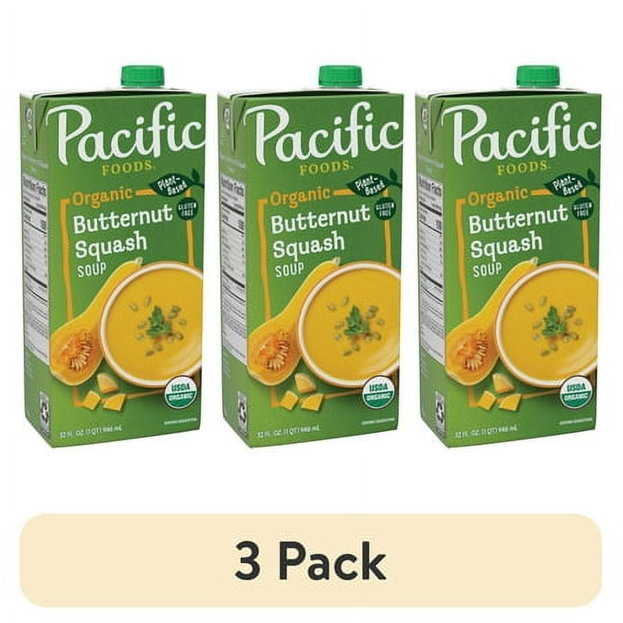 (3 pack) Pacific Foods Organic Butternut Squash Soup, 32 oz Carton