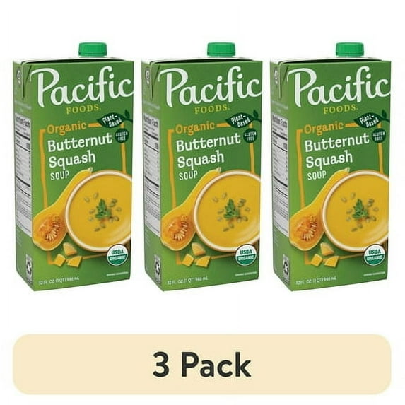 (3 pack) Pacific Foods Organic Butternut Squash Soup, 32 oz Carton