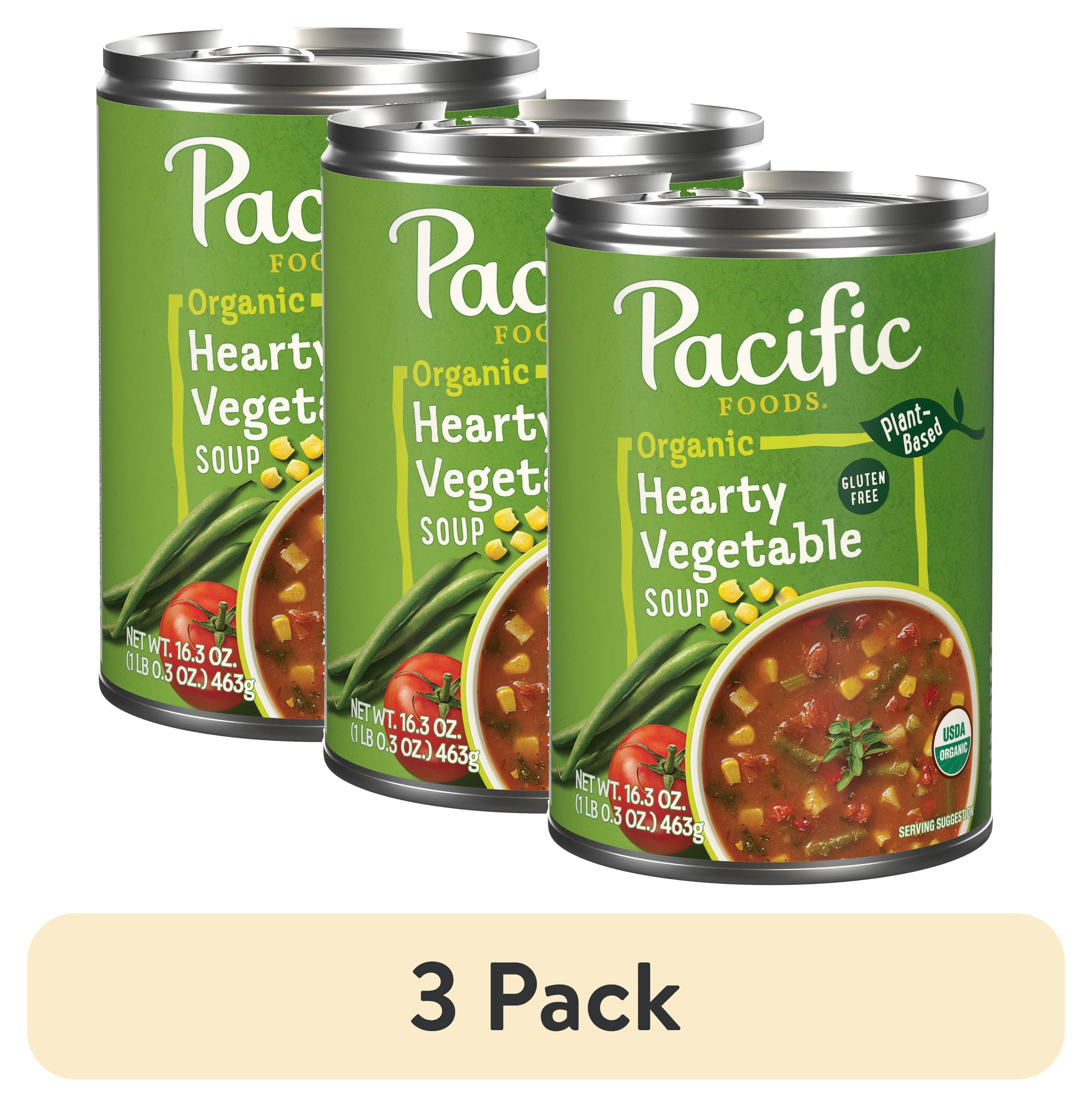 (3 pack) Pacific Foods Organic Hearty Vegetable Soup, Plant Based, 16.3 oz Can