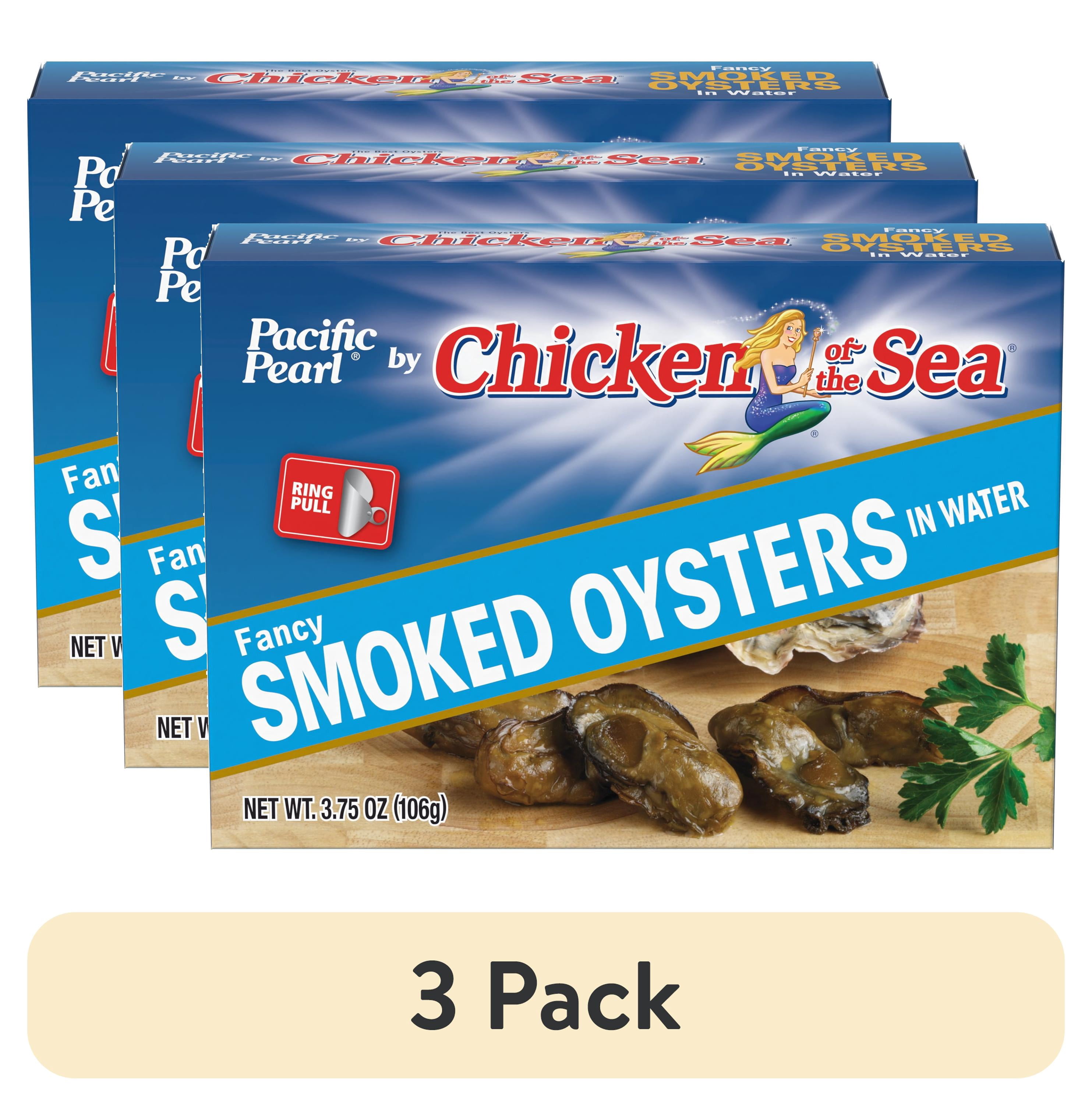 (3 pack) Pacific Pearl Fancy Smoked Oysters in Water 3.75 oz