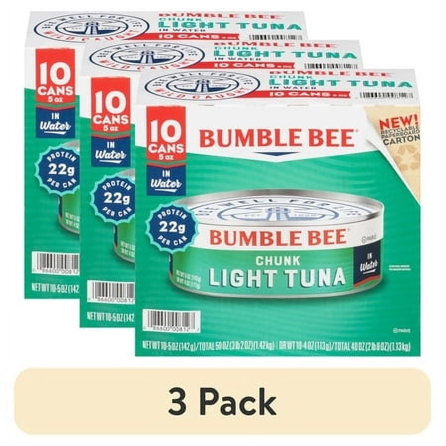 (3 pack) (Pack of 10) Bumble Bee Chunk Light Tuna in Water, 5 oz cans