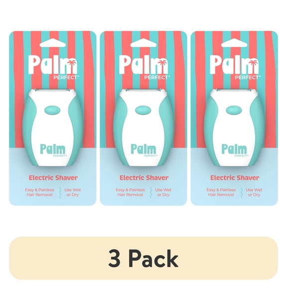 (3 pack) PalmPerfect Electric Shaver for Women, Triple Blade Razor, Wet/Dry