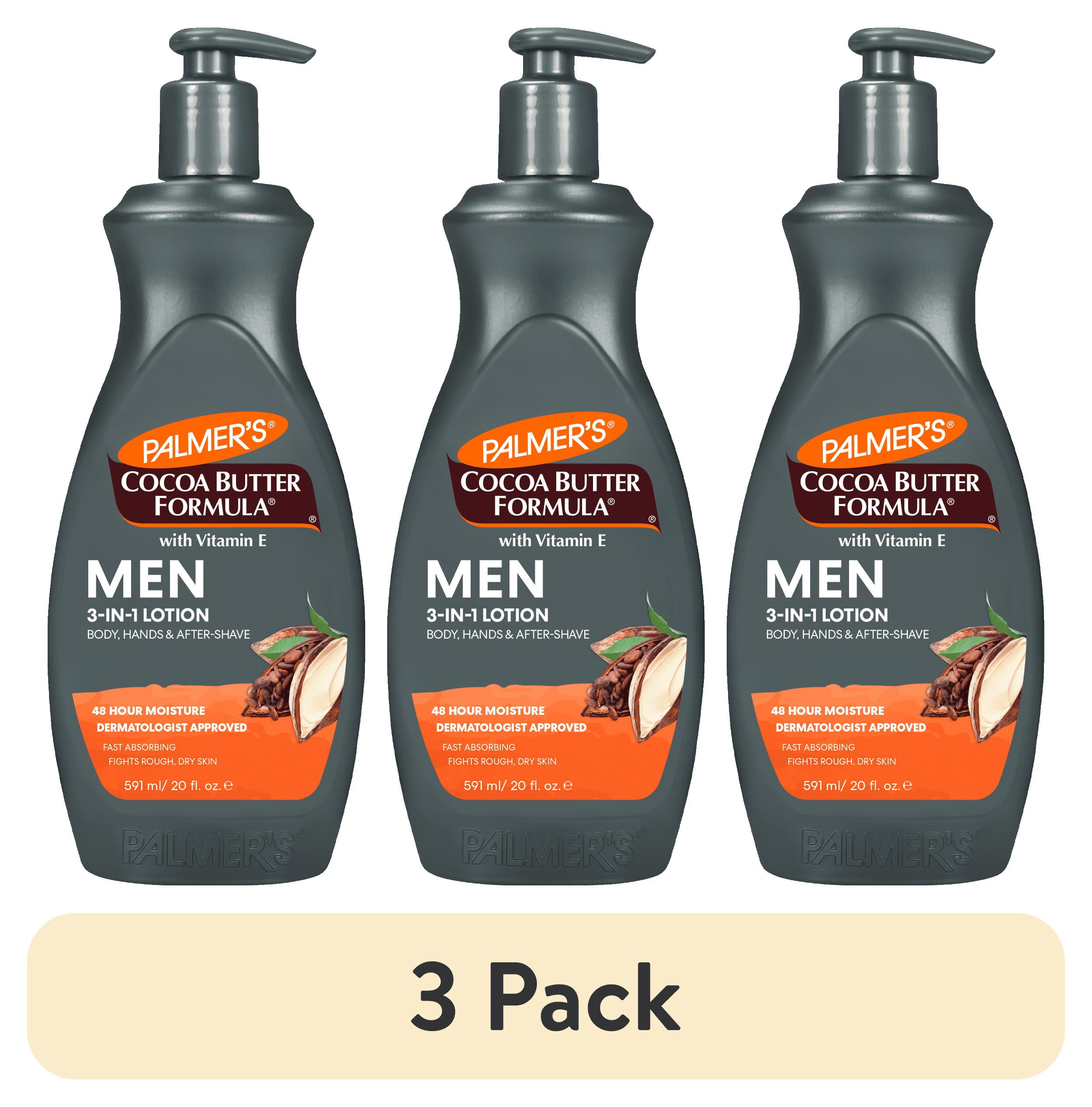(3 pack) Palmer's Cocoa Butter Formula Men's Body and Face Moisturizer for Dry Skin, 20 fl. oz.