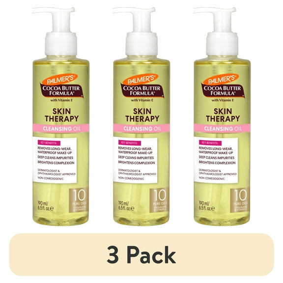 (3 pack) Palmer's Cocoa Butter Formula Skin Therapy Cleansing Oil for Face and Body, Rosehip Fragrance, 6.5 fl. oz.