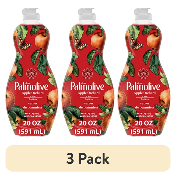 (3 pack) Palmolive Ultra Strength Liquid Dish Soap, Limited Edition, Apple Orchard Scent, 20 fl oz Bottle