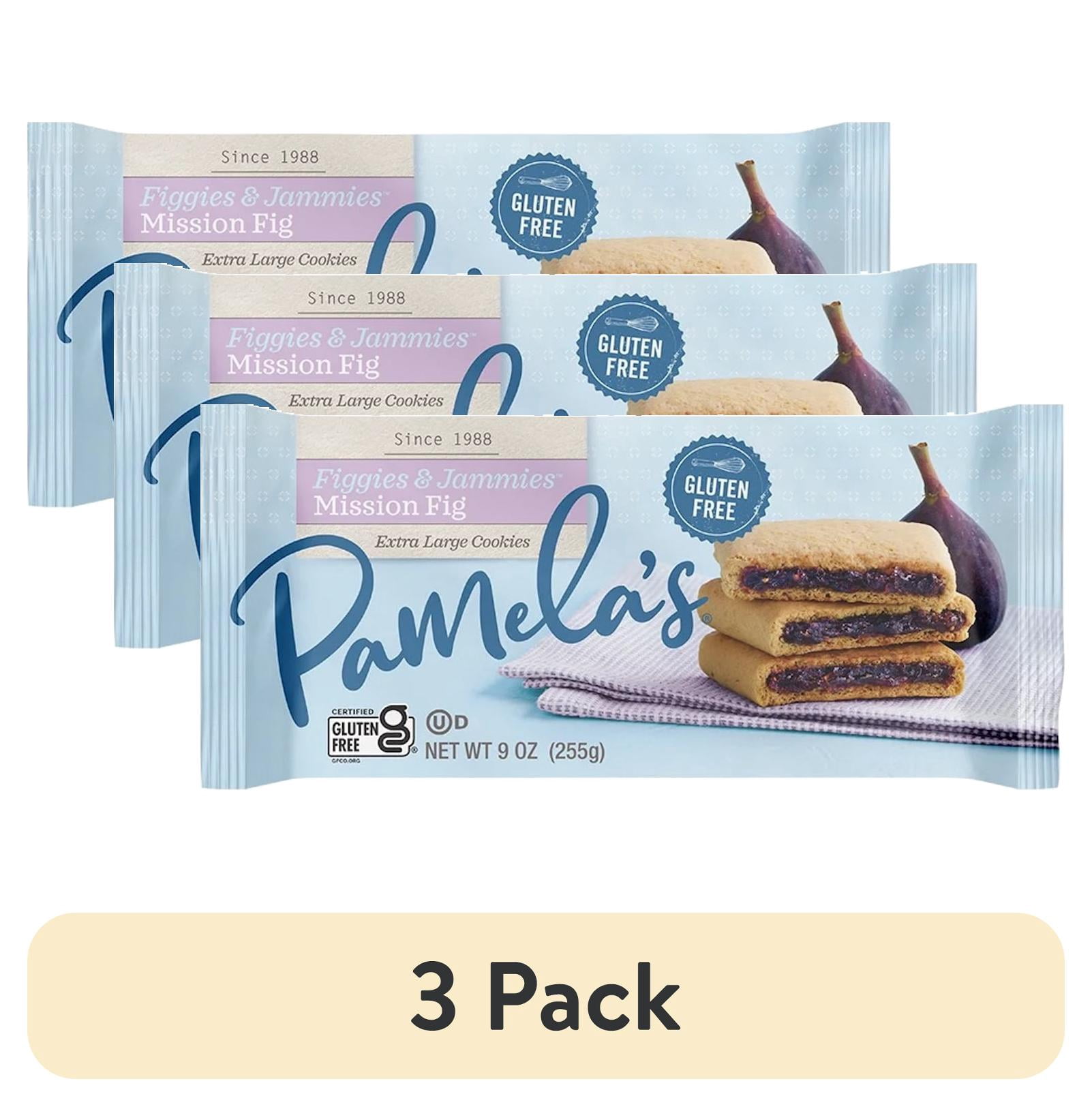 (3 pack) Pamela’s Gluten-Free Figgies & Jammies, Mission Fig, Extra-Large Fig Cookies, 9 oz Package