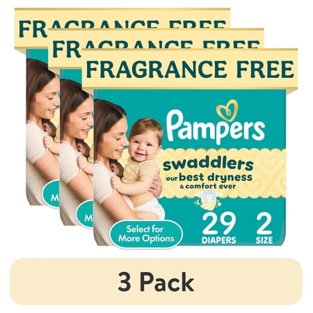 (3 pack) Pampers Swaddlers Fragrance Free Baby Diapers, Size 2, 29 Count (Select for More Options)
