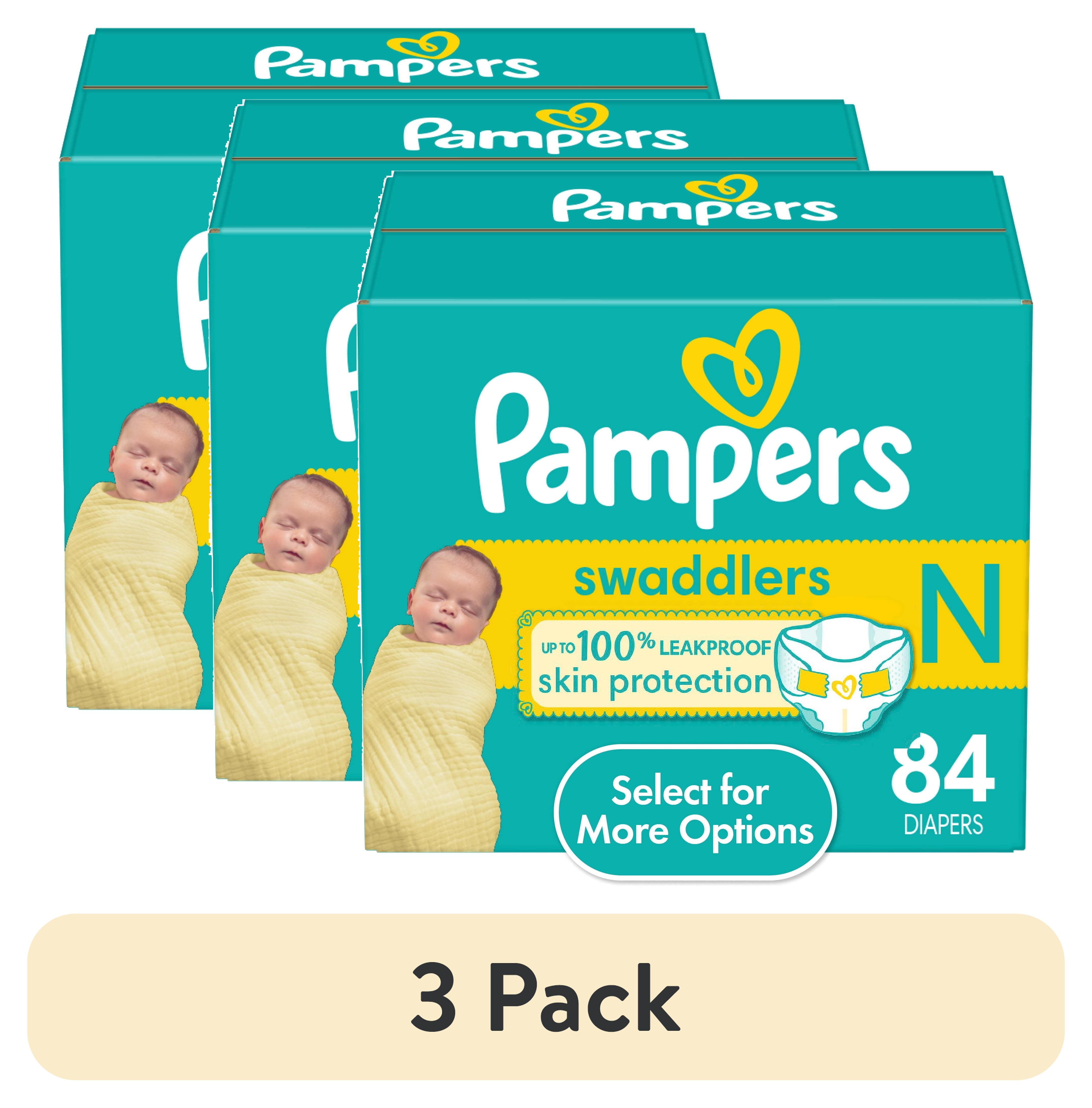 (3 pack) Pampers Swaddlers Baby Diapers Size Newborn, 84 Count (Select
