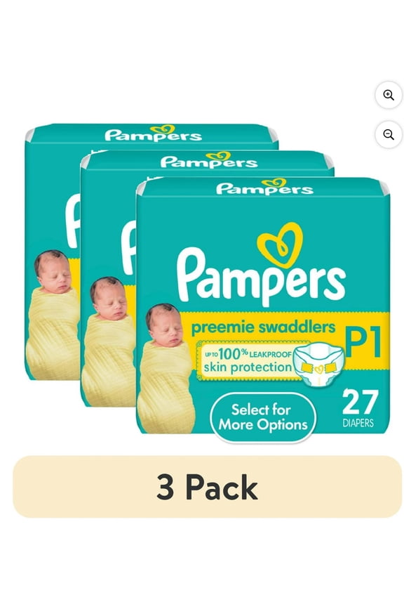(3 pack) Pampers Swaddlers Baby Diapers Size Preemie, 27 Count (Select for More Options)