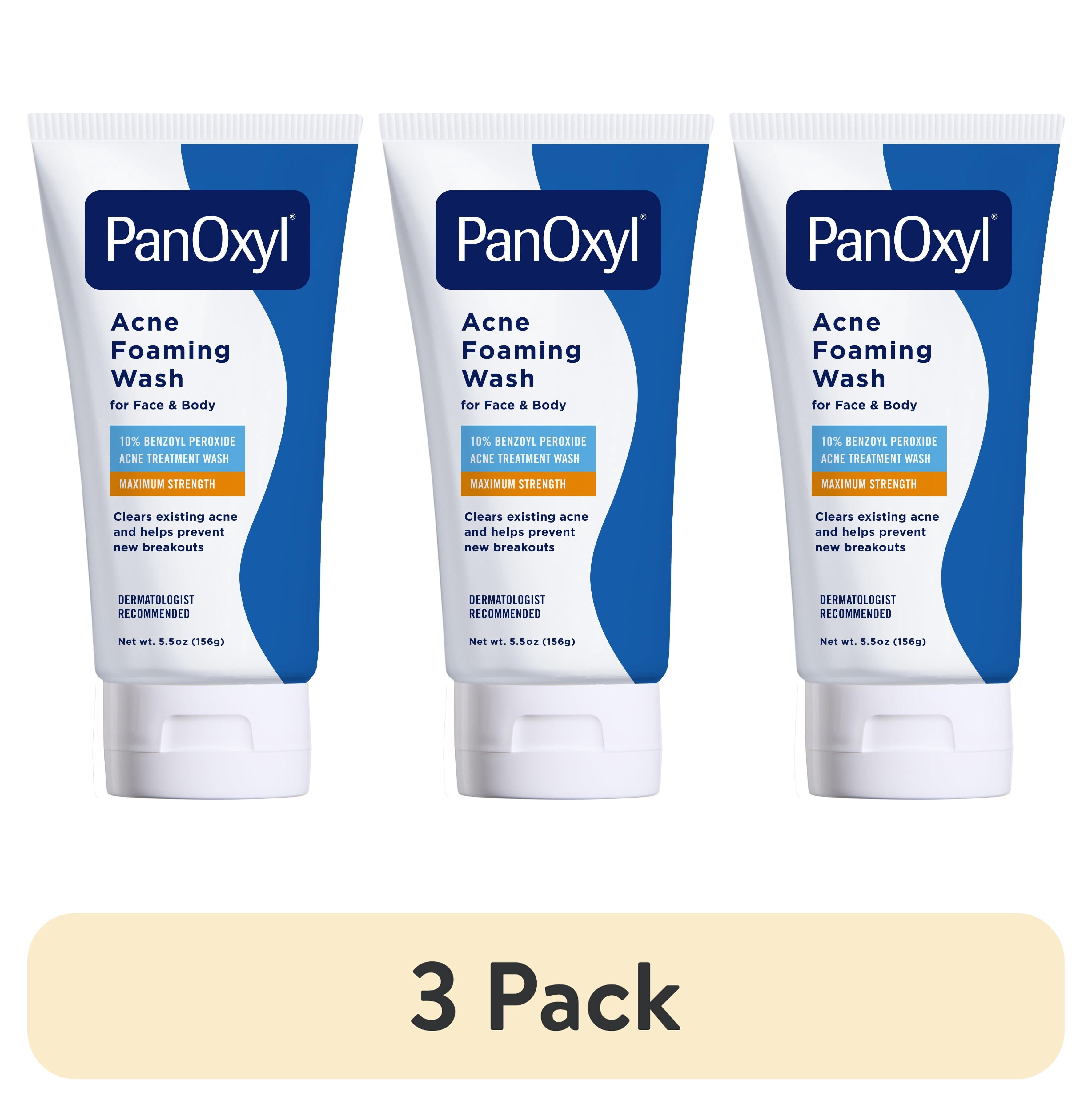 (3 pack) PanOxyl 10% Benzoyl Peroxide Acne Foaming Wash, Clear Acne, 5.5 Oz