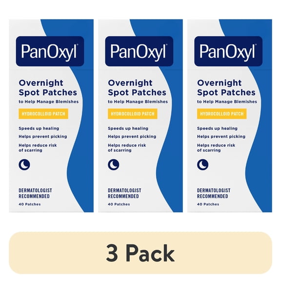 (3 pack) PanOxyl PM Overnight Spot Patches, Clear Hydrocolloid Dots, 40ct