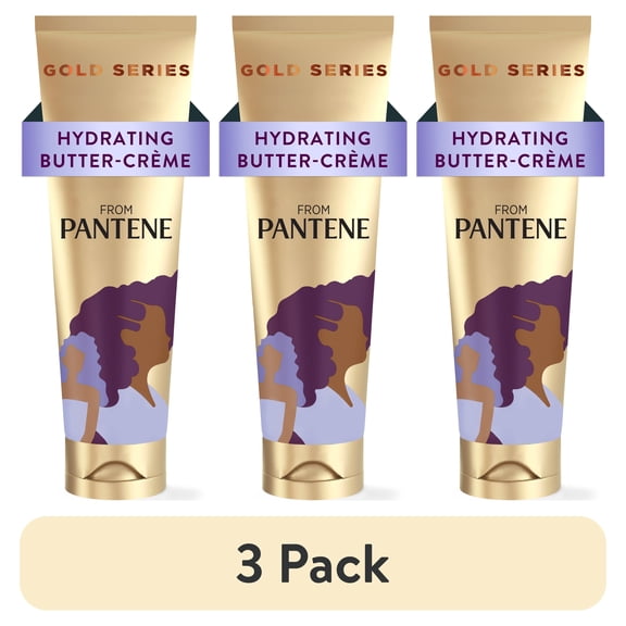 (3 pack) Pantene Gold Series Hydrating Butter Cream, 72 Hour Moisture, Sulfate & Dye Free, 6.8 oz