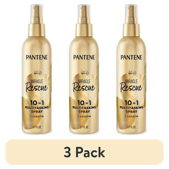 (3 pack) Pantene Miracle Rescue Leave in Conditioner 10 in 1 Multitasking Spray, 5.7 fl oz
