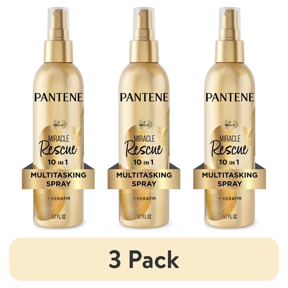 (3 pack) Pantene Leave in Conditioner Miracle Rescue 10 in 1 Multitasking Spray, 5.7 fl oz