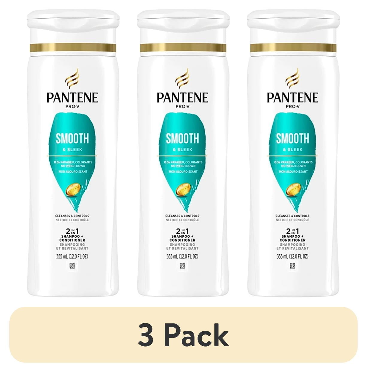 (3 pack) Pantene Pro-V Smooth & Sleek 2 in 1 Shampoo & Conditioner - 12 oz