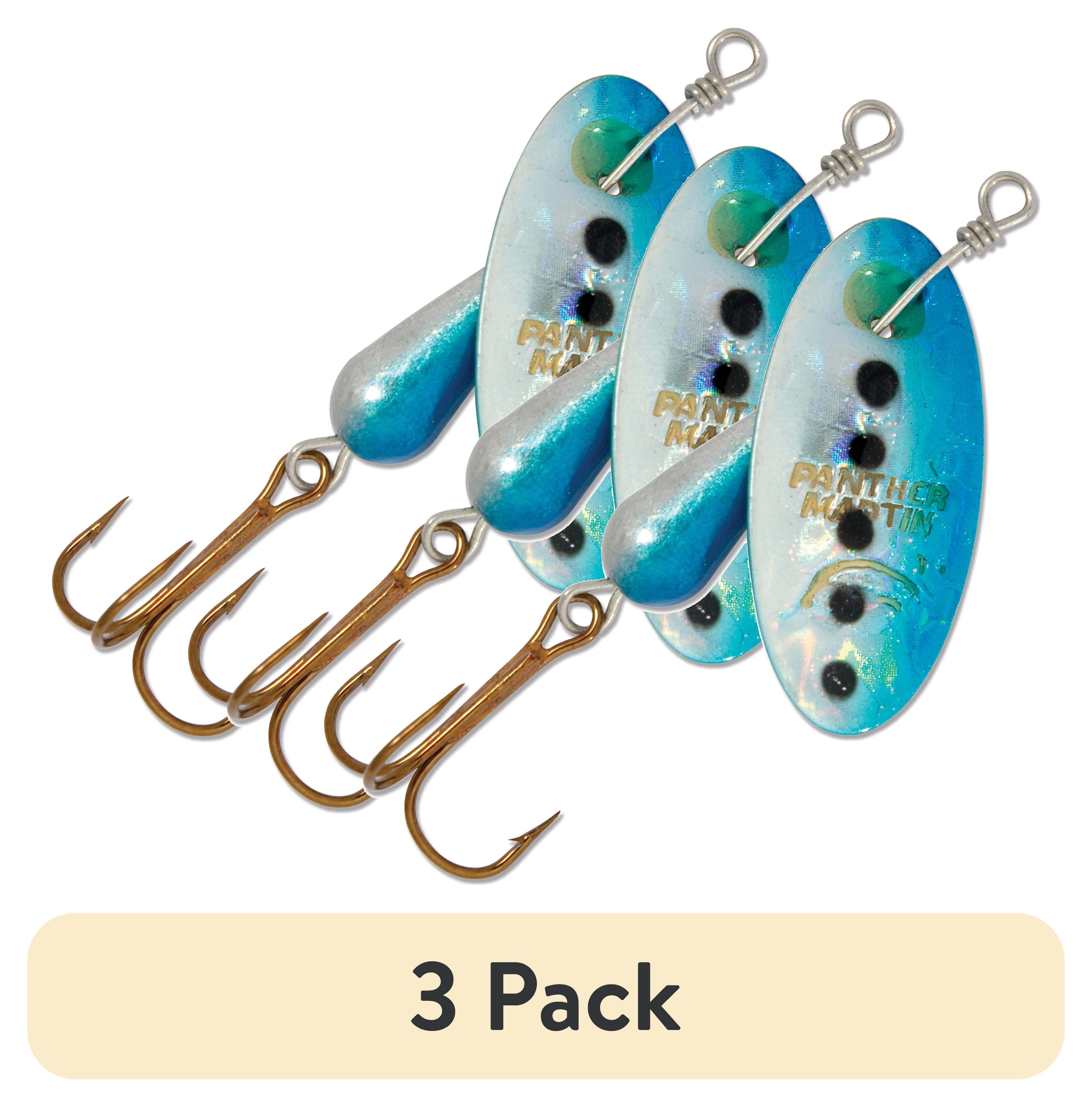 (3 pack) Panther Martin PMH_4_SBH Classic Holographic Spinners Fishing Lure - Silver/Blue Holographic - 4 (1/8 oz)