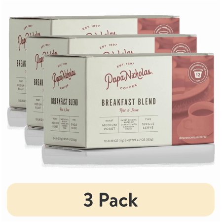 (3 pack) PapaNicholas Coffee Breakfast Blend Single Serve Cups 12ct Box