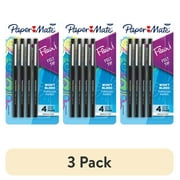 (3 pack) Paper Mate Flair Porous-Point Pens, Medium Point, 1.0 mm, Black Barrel, Black Ink, Pack Of 4