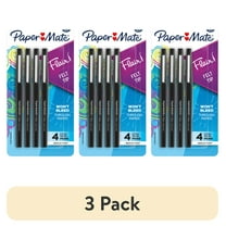 (3 pack) Paper Mate Flair Porous-Point Pens, Medium Point, 1.0 mm, Black Barrel, Black Ink, Pack Of 4