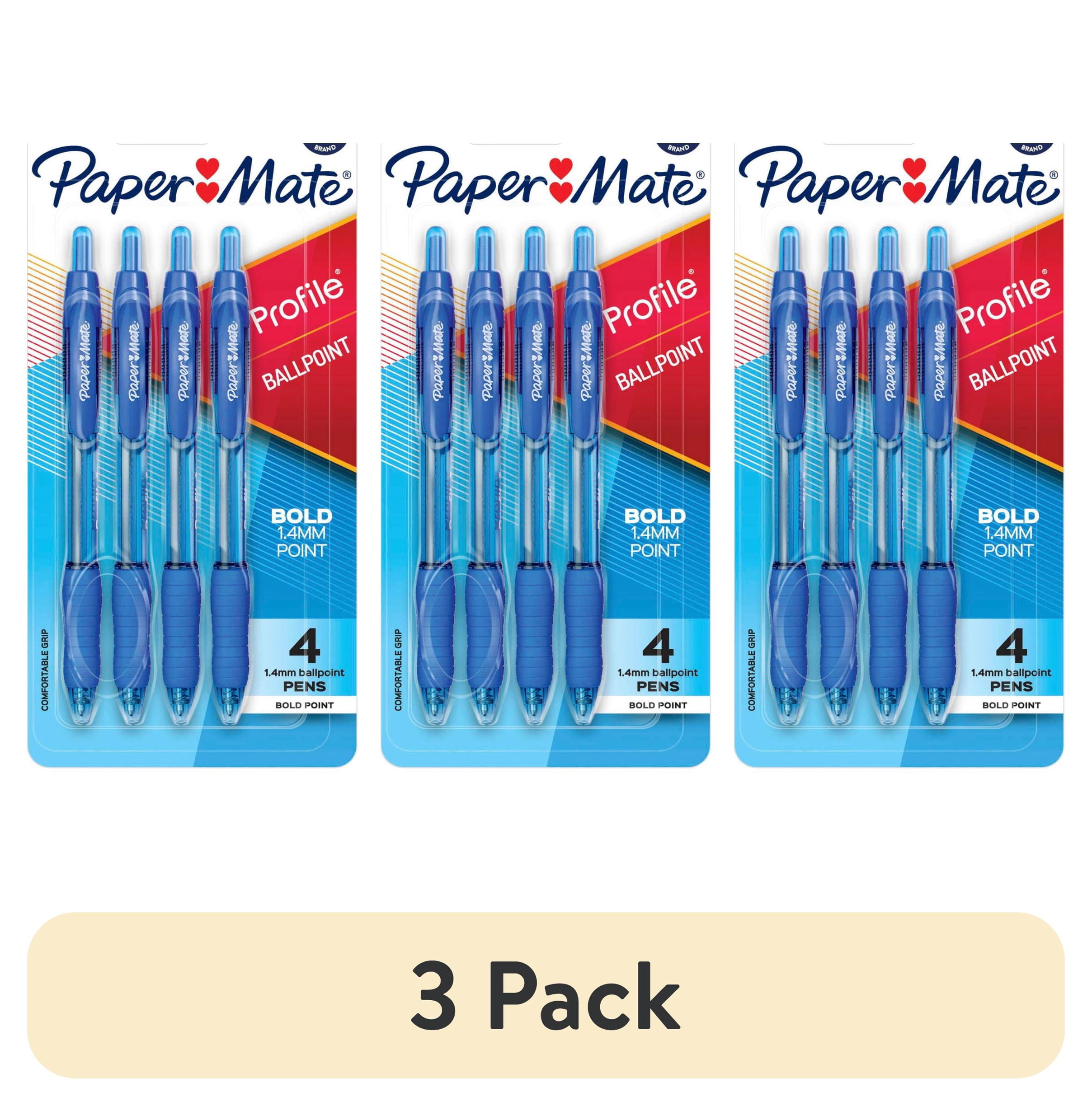 (3 pack) Paper Mate Profile Retractable Ballpoint Pen Bold Point 1.4 mm Blue