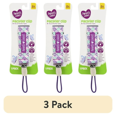 (3 pack) Parent's Choice 0+ Months Wave Pacifier Clip