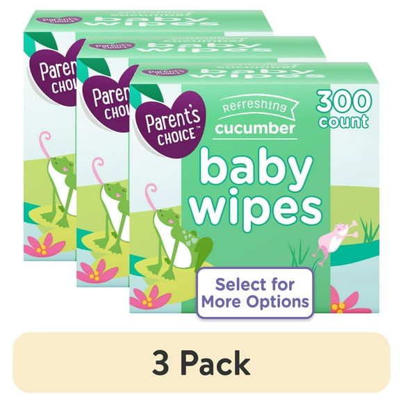 (3 pack) Parent's Choice Cucumber Scent Baby Wipes, 300 Count (Select for More Options)