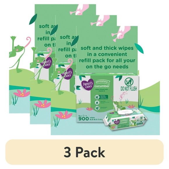 (3 pack) Parent's Choice Cucumber Scent Baby Wipes, 900 Count (Select for More Options)