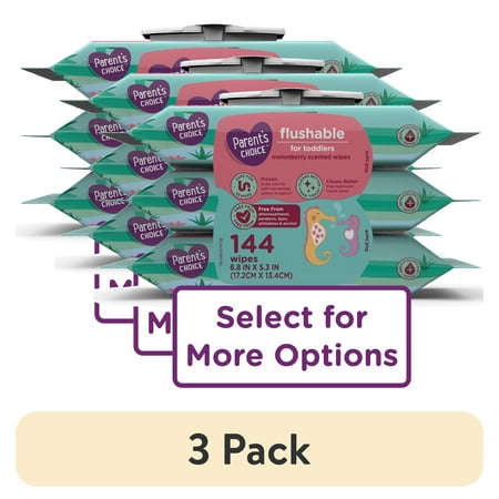 (3 pack) Parent's Choice Flushable Melonberry Scented Wipes (Choose Your Count)