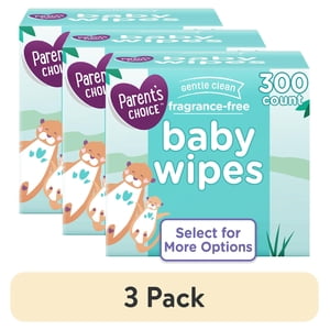 (Paquete de 3) Toallitas para Bebé Sin Fragancia de Parent's Choice, 300 Piezas (Selecciona para Más Opciones)
