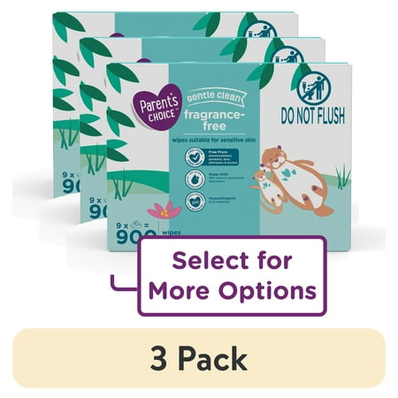 (3 pack) Parent's Choice Fragrance Free Baby Wipes, 900 Count (Select for More Options)