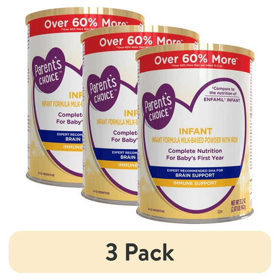 (3 pack) Parent's Choice Infant Formula Milk-Based Powder with Iron, 33.2 oz