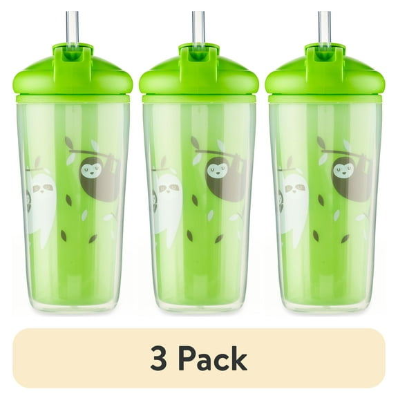 (3 pack) Parent`s Choice Insulated Non-SpillStraw Cup, 9 fl oz, 1 Count,  Green