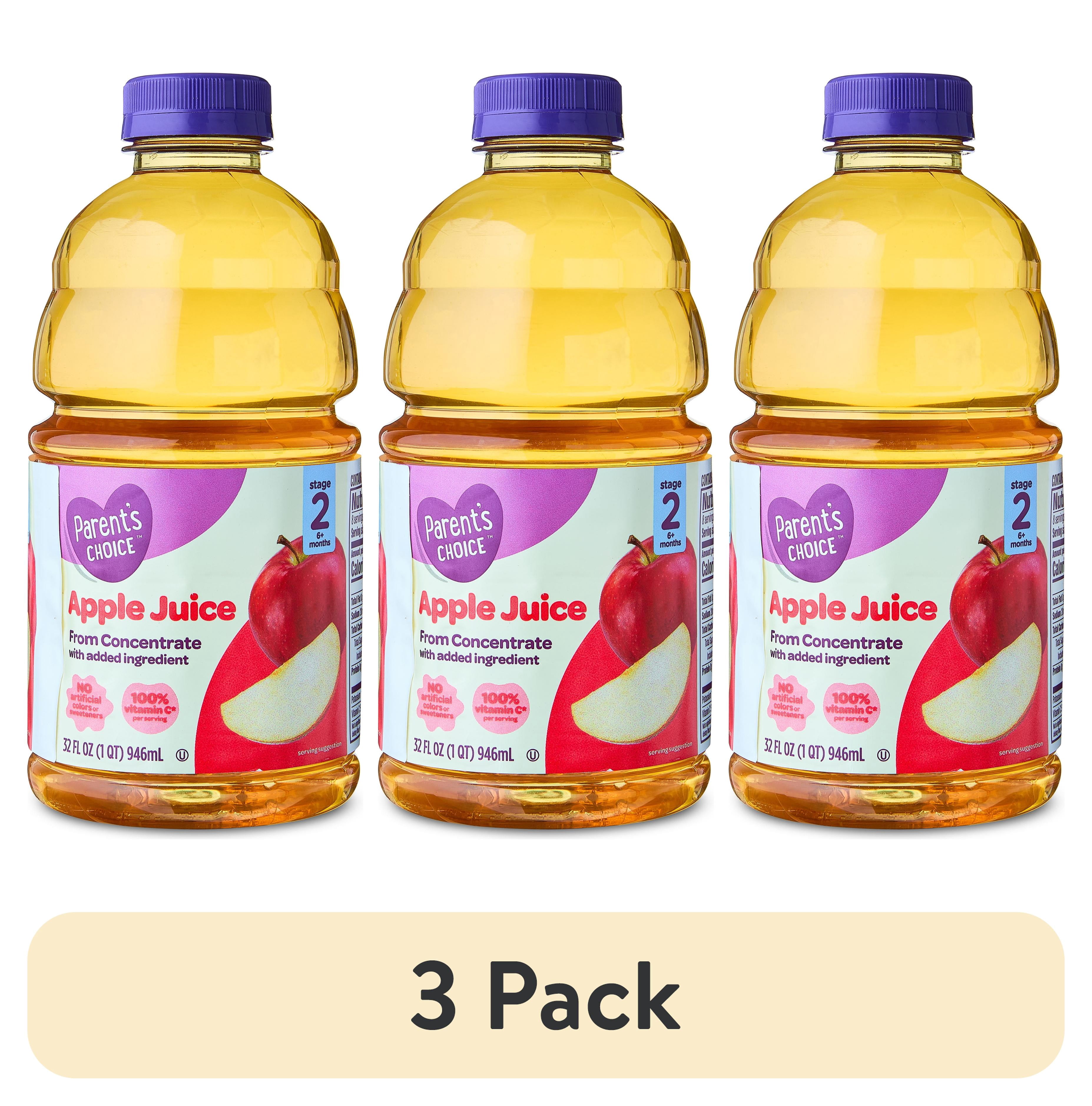 (3 pack) Parent’s Choice Apple Juice from Concentrate, 32 fl oz