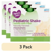 (3 pack) Parent's Choice Pediatric Shake, Vanilla with Fiber, 8 oz Bottle, 6 Shakes