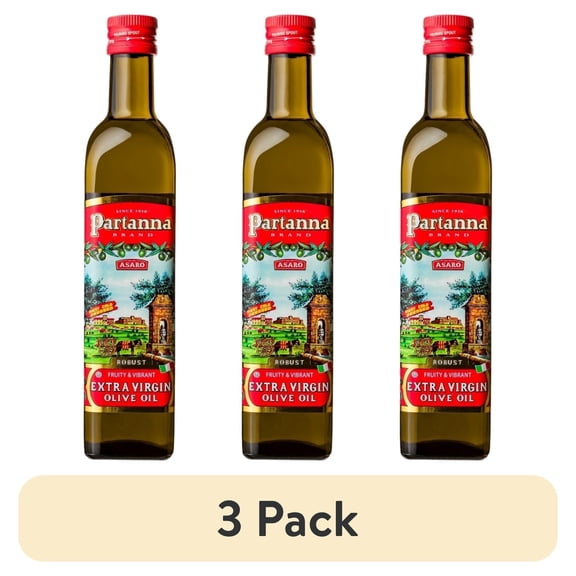 (3 pack) Partanna Robust Extra Virgin Olive Oil - Premium 100% Castelvetrano Oil - High Polyphenol - First Cold Pressed - Early Harvest in Sicily - Award Winning Italian EVOO-Monovarietal - 16.9oz-500ML-Glass