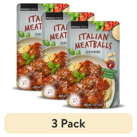 (3 pack) Passage Foods Italian Meatball Seasoning Mix, 1 oz